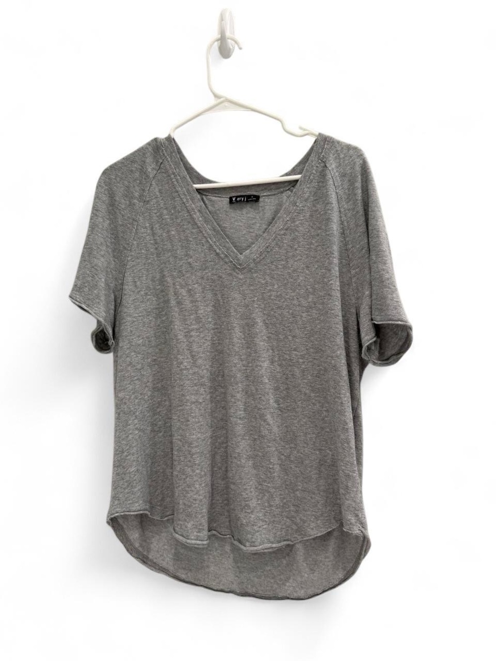 Very J Grey Relaxed V-Neck T-Shirt